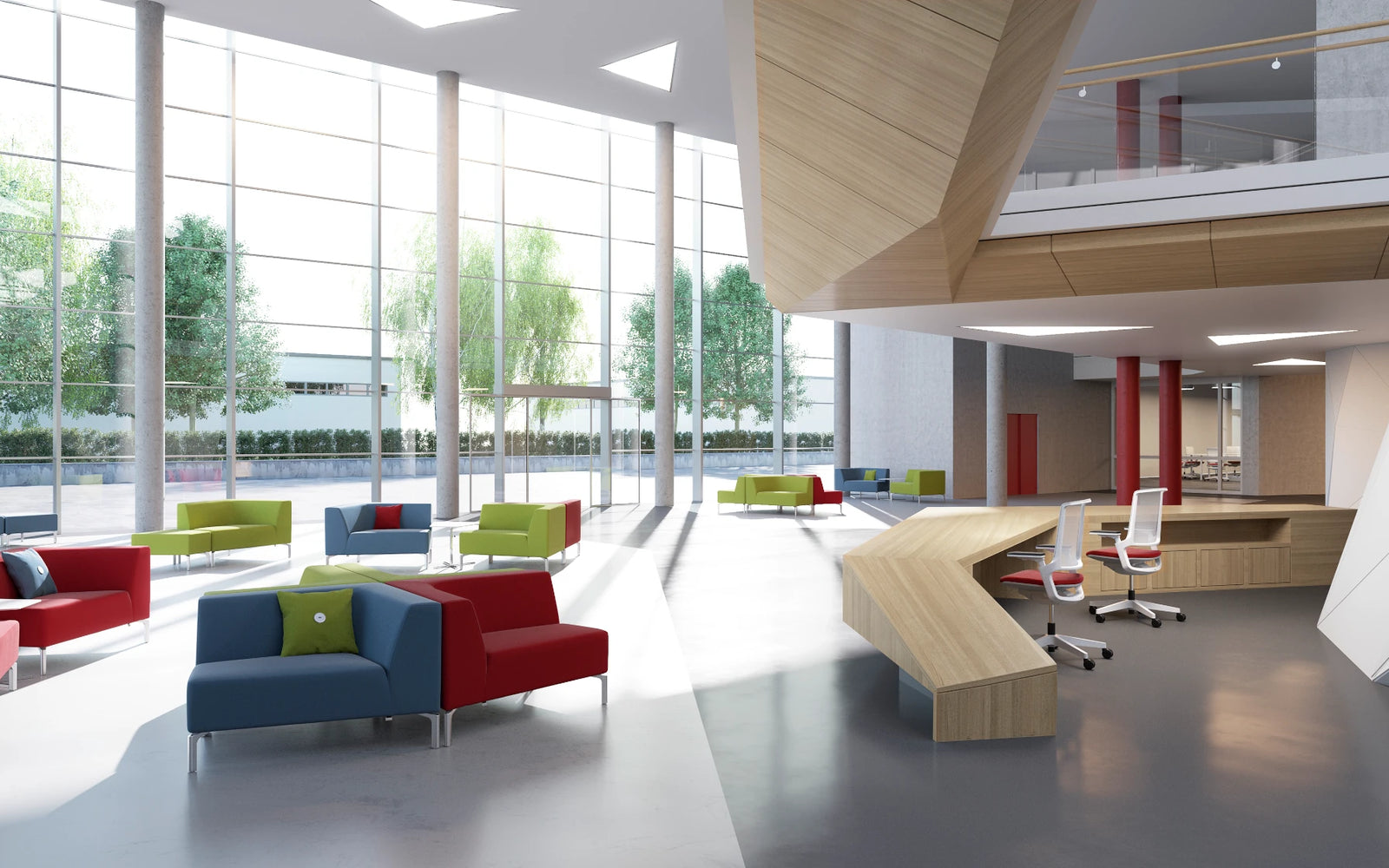 Atmosphärische Lobby von Interstuhl