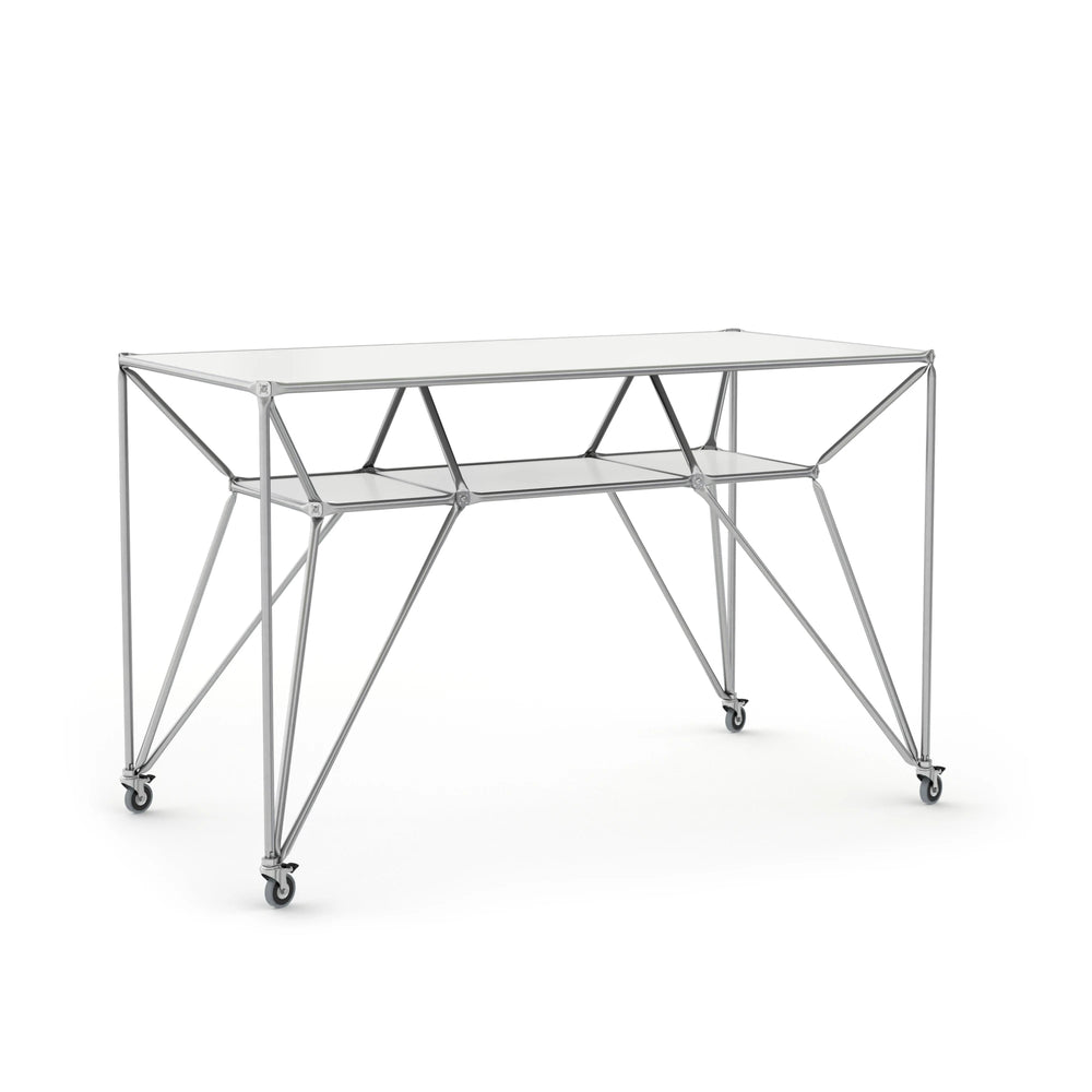 System 180 DT-Line Table T4-1 in weißem Design | Silber / Oberfläche weiß
