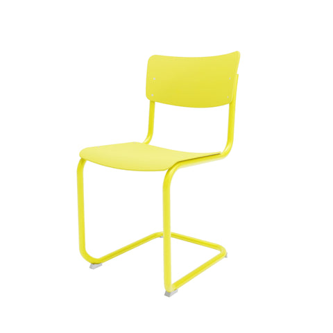 Thonet S43 Freischwinger in Schwefelgelb von vorne rechts