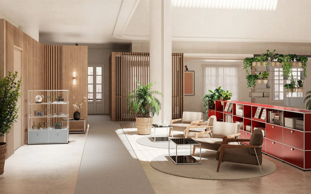 USM Haller Showroom mit USM Haller Sideboards und Highboards