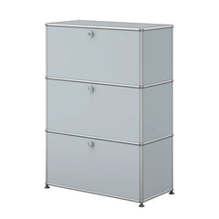 USM Haller Highboard M mit drei Klapptüren in Mattsilber | Mattsilber M