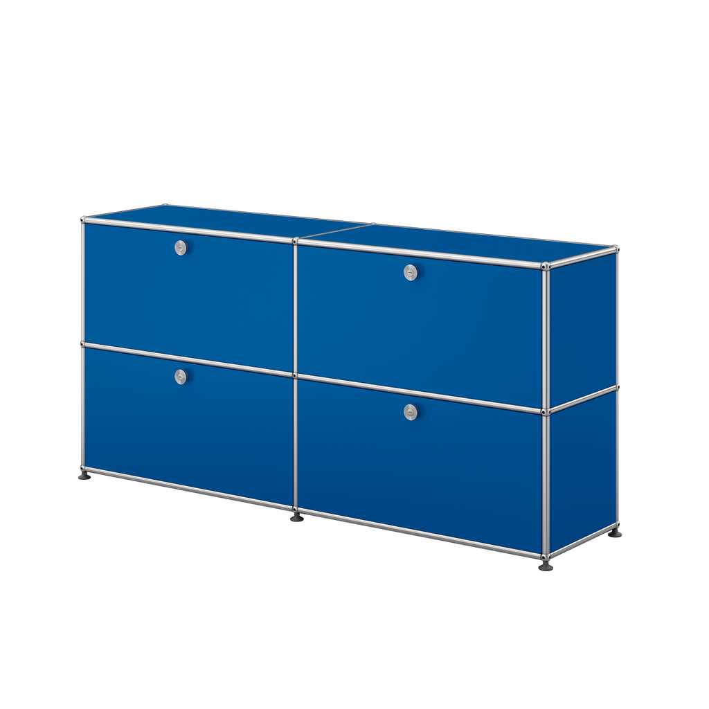 USM Haller Sideboard L 2x2 mit vier Klapptüren in Enzianblau