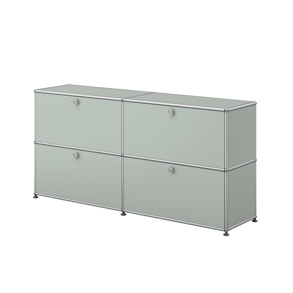 USM Haller Sideboard L in Lichtgrau mit vier Klapptüren