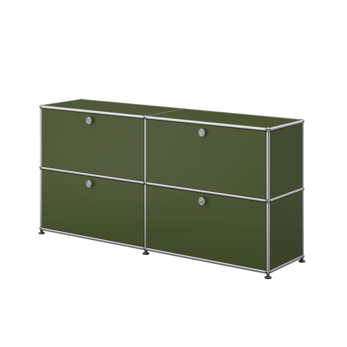 USM Haller Sideboard L mit vier Klapptüren in Olivgrün | Olive geschlossen