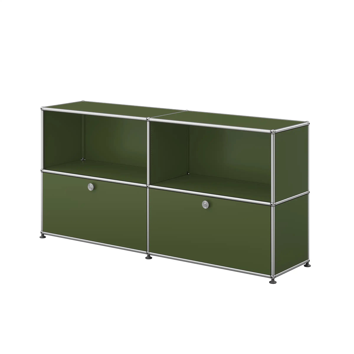 USM Haller Sideboard L mit zwei Klapptüren unten in Olivgrün | Olive unten