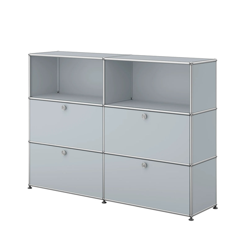 USM Haller Highboard L mit vier Klapptüren in Mattsilber | Mattsilber L