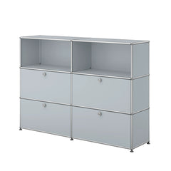 USM Haller Highboard L mit vier Klapptüren in Mattsilber | Mattsilber L