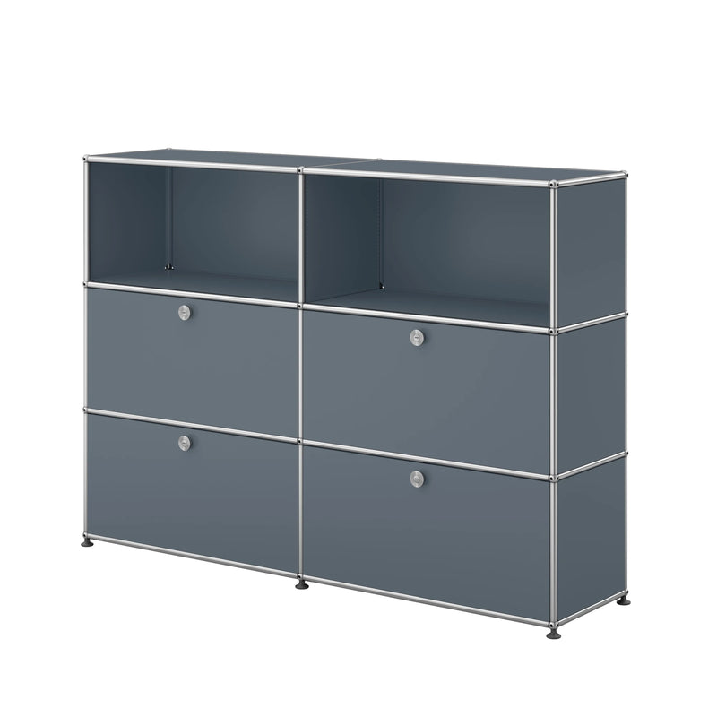 USM Haller Highboard L mit vier Klapptüren in Mittelgrau | Mittelgrau L