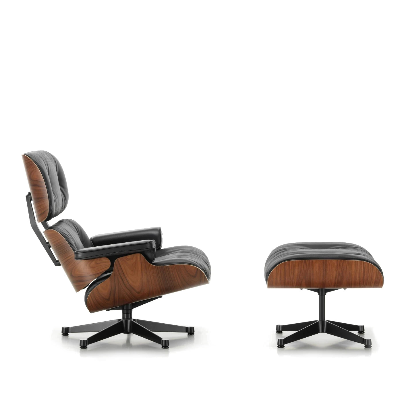 Vitra Eames Lounge Chair mit Ottomane von links