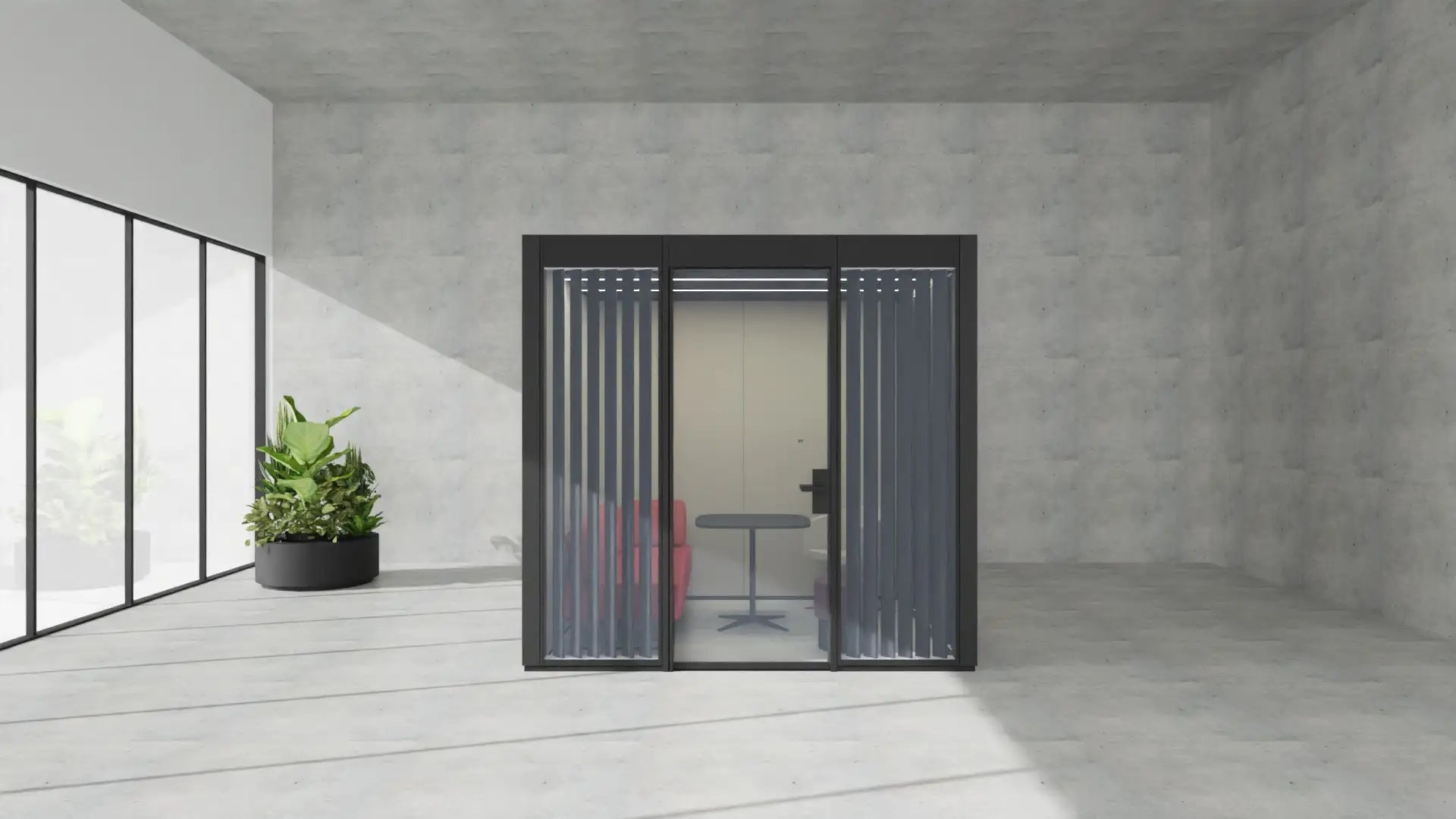 Nooxs Think Tank Telefonbox in brutalistischer Architektur