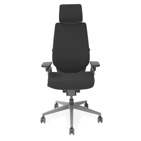 Steelcase Gesture in Grau mit Kopfstütze von vorne | mit Kopfstütze