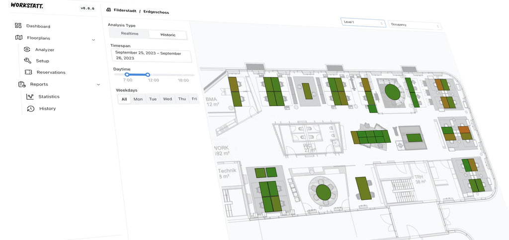 Benutzeroberfläche Beispiel des Workstatt Smart Office