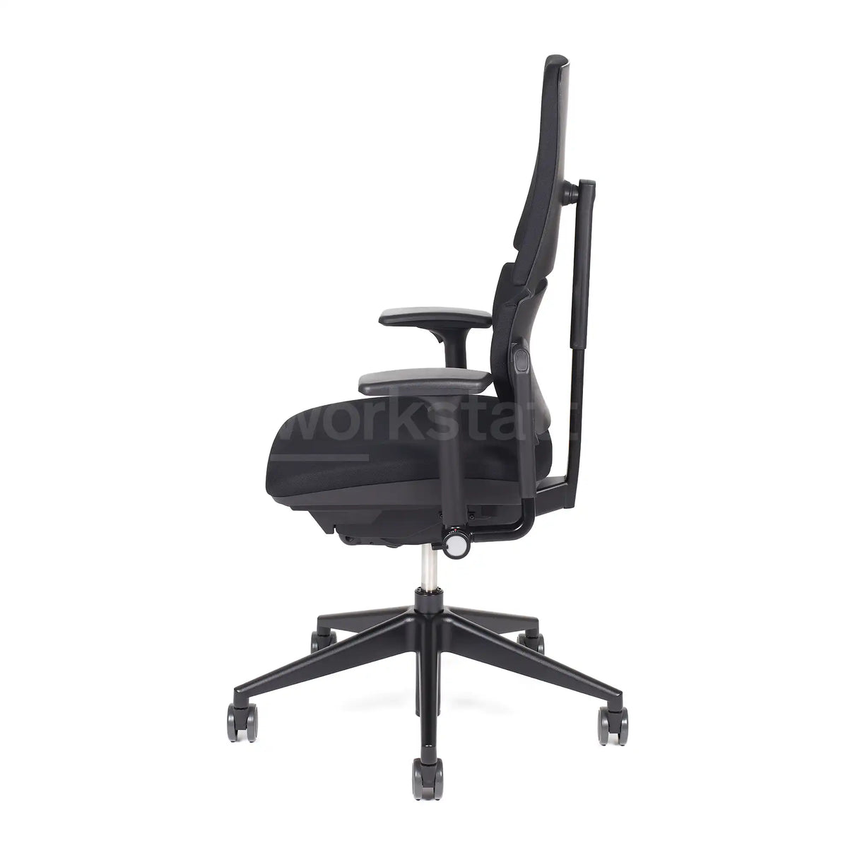 Steelcase Please Bürostuhl Black Edition Seitenansicht in Grau bei Workstatt | ohne Kopfstütze