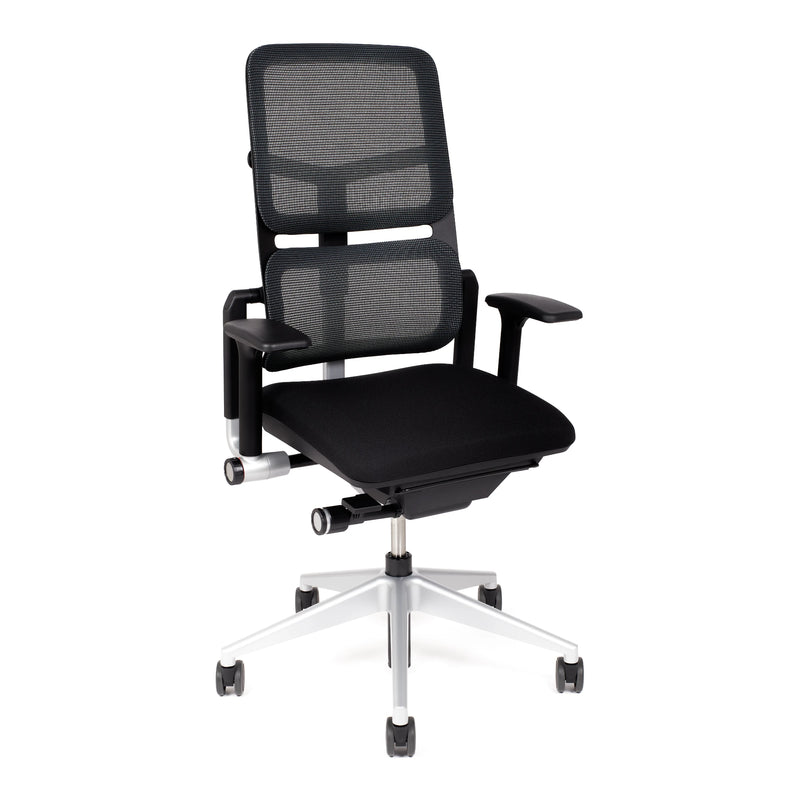 Steelcase Please Air Bürostuhl mit silbernem Fußkreuz von vorne links