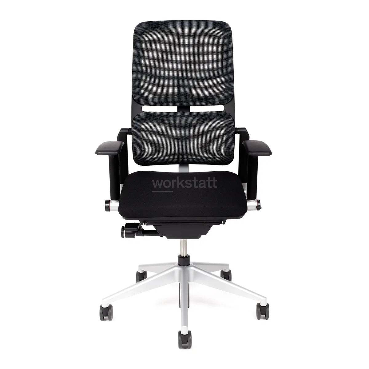 Steelcase Please Air Bürostuhl mit silbernem Fußkreuz von vorne