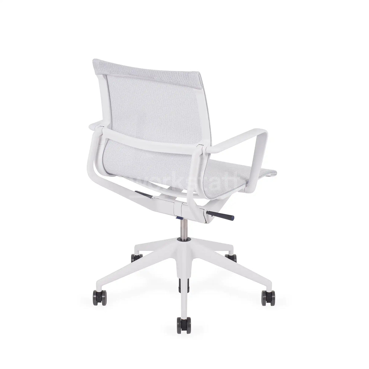 Vitra Physix Büorstuhl in Weiß von hinten links  | Gestell soft-grau / TrioKnit silber
