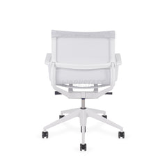 Vitra Physix Büorstuhl in Weiß von hinten  | Gestell soft-grau / TrioKnit silber