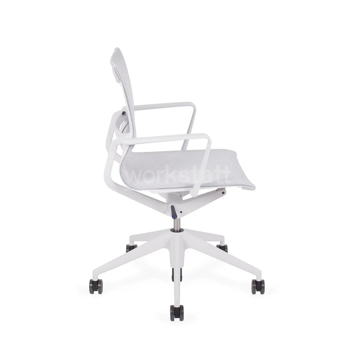 Vitra Physix Büorstuhl in Weiß von links  | Gestell soft-grau / TrioKnit silber