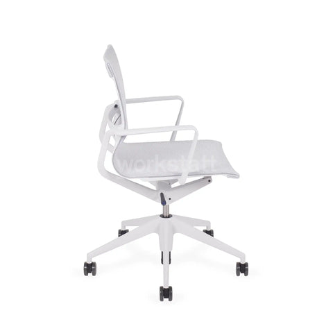 Vitra Physix Büorstuhl in Weiß von links  | Gestell soft-grau / TrioKnit silber