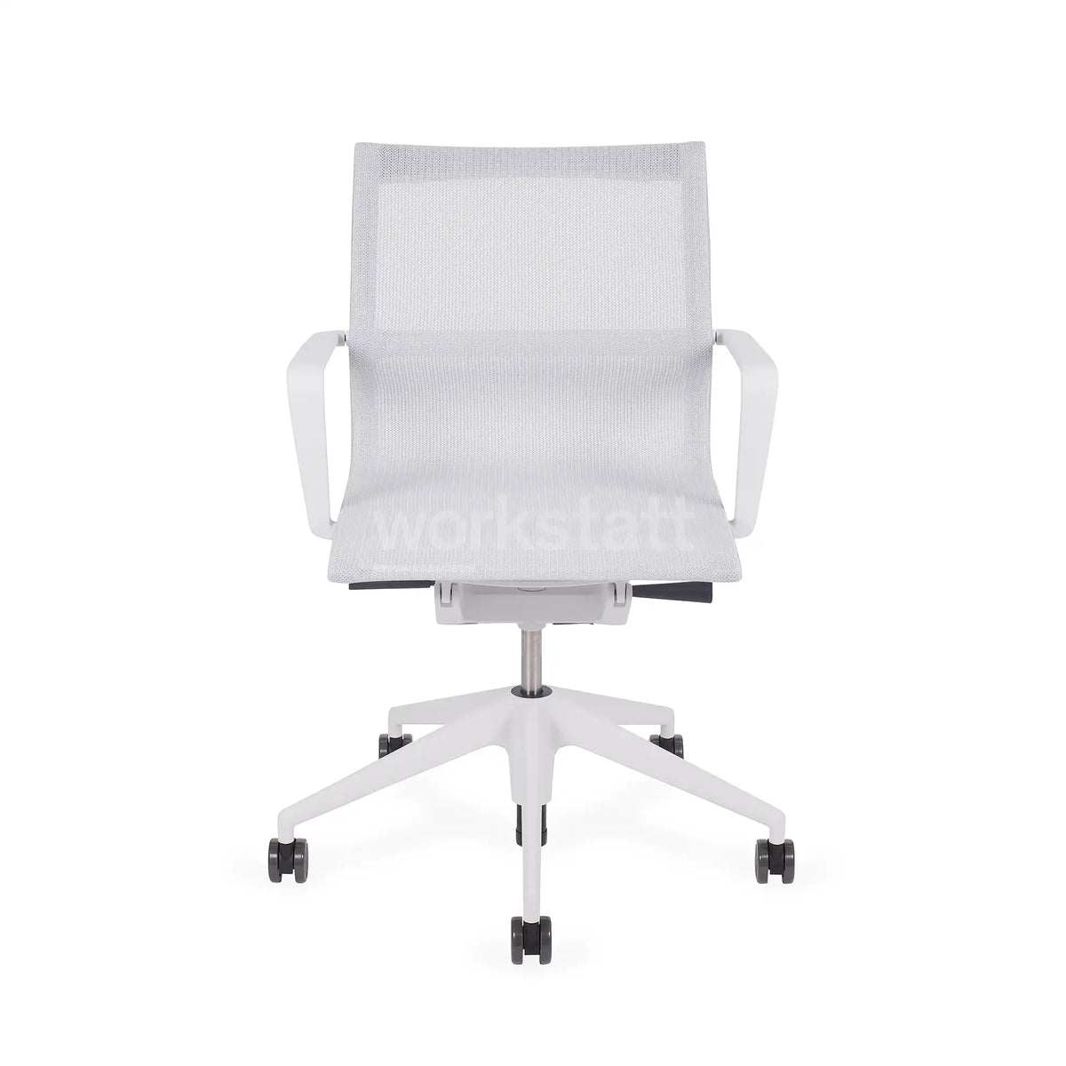 Vitra Physix Büorstuhl in Weiß von vorne | Gestell soft-grau / TrioKnit silber