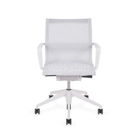 Vitra Physix Büorstuhl in Weiß von vorne | Gestell soft-grau / TrioKnit silber