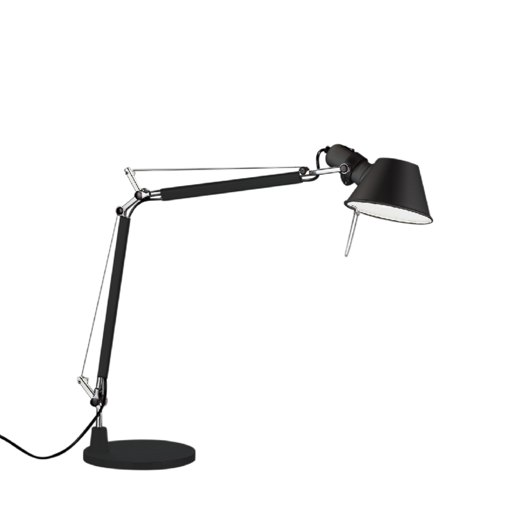 Artemide Tolomeo Mini mit Tischfuß in Ausführung schwarz.
